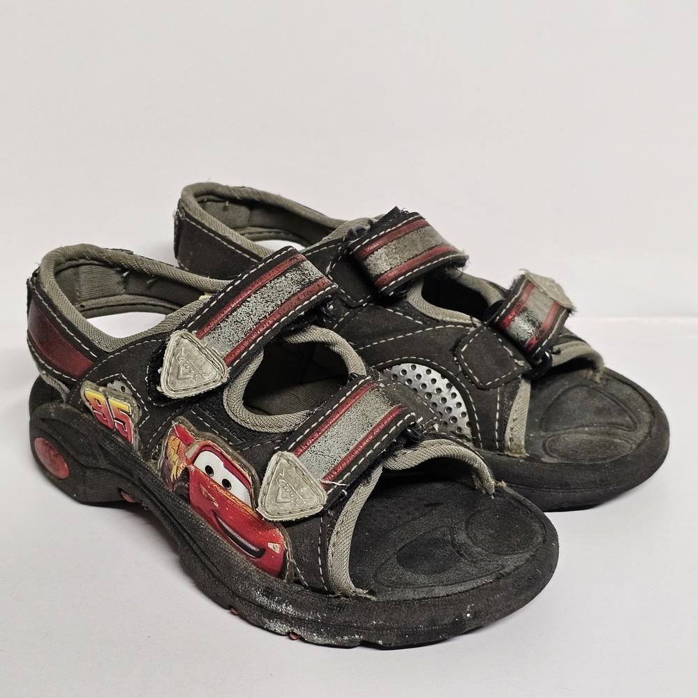 Disney Pixar Cars Lightning McQueen Kids Sandals Size 11 Black Red Velcro